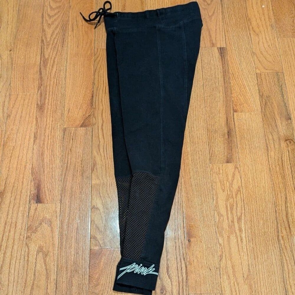 Y2K Athleisure Gothcore Black PINK VS Laser Cut Leggings Small Whimsigoth‎ Gym